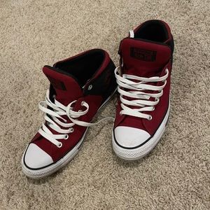 Converse red high tops clean